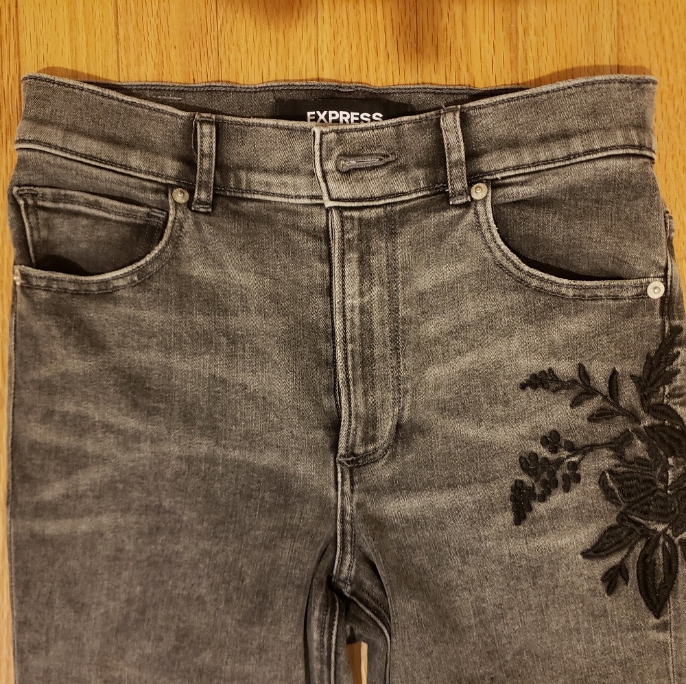 Express high-rise embroidered ankle legging jeans